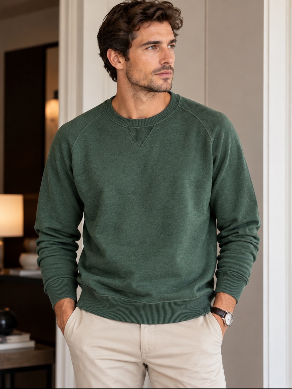 J. Crew Men's Crewneck Sweatshirt in Deep Green